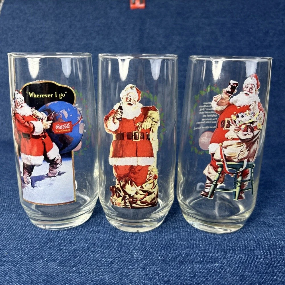 VTG Coca-Cola Haddon Sundblom Santa Claus Glasses Full Set Series II 93761
